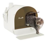 PawHut Hooded Cat Litter Tray with Slide-Out Drawer 43 x 44 x 47cm White