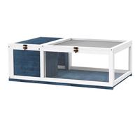 PawHut House enclosure cage habitat for small animals tortoises with 2 spaces 91 x 60.5 x 32 cm solid wood blue