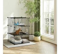 PawHut Indoor Cat Cage with DIY Customizable Design 105 cm Black - Steel, PP - Black - 1