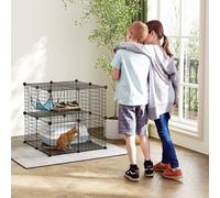 Pawhut Indoor Cat Cage With Diy Customizable Design 70 Cm Black Black