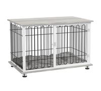 PawHut Dog Crate Furniture, Indoor Dog Kennel Side End Table with Soft Washable Cushion, Lockable Door, for Large Dogs