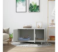PawHut Indoor Feline Cat Box Furniture Kitty Table w/ Scratch & Magnetic Doors