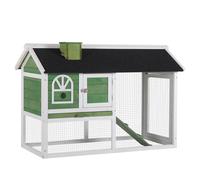 Pawhut Indoor Rabbit Cage, Wooden Rabbit Hutch with Pull Out Tray Run Box Ramp Asphalt Roof for 2-4 Rabbits, Green Aosom UK