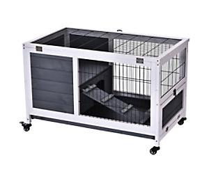 PawHut Indoor Rabbit Hutch Grey, White 530 mm x 900 mm x 590 mm