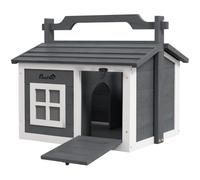 PawHut Rabbit Hutch Indoor Outdoor w/ Top Handle - Openable Roof - Grey | TJ Hughes Light Grey