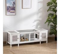 PawHut Rabbit Hutch Separable Guinea Pig Cage Bunny Run w/ Slide Out Tray - Grey | TJ Hughes