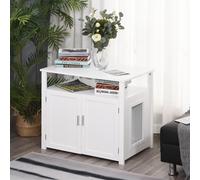 PawHut Inside Tabletop Side Table Cat Box Fixture w/ Magnetic Closing Door