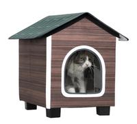 PawHut Insulated Outdoor Cat House Water-Resistant Elevated Base Red-Brown