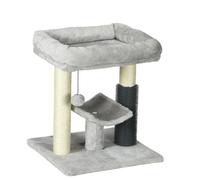PawHut Kitty Climber: 48cm Cat Tree with Self-Groomer, Scratching Post & Dangling Ball, Grey Aosom UK