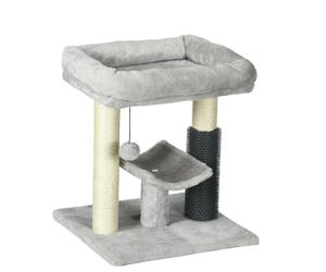 PawHut Kitty Climber: 48cm Cat Tree with Self-Groomer, Scratching Post & Dangling Ball, Grey Aosom UK