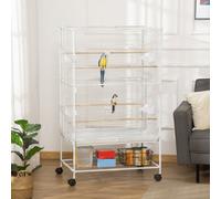PawHut Large Bird Cage Budgie Cage for Finch Canaries Parrot with Stand White