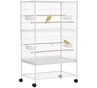 PawHut Large Bird Cage with Rolling Stand for Finch Canaries, White