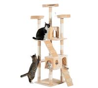 Pawhut Cat Tree Scratcher Activity Centre, Condo Scratching Post Toy Bed In Cream Cream