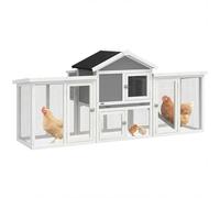 PawHut Large Chicken Coop with Nesting Box 204 x 85 x 93cm Grey