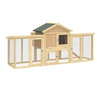 PawHut Large Chicken Coop, Wooden Outdoor Chicken Cage Poultry Hen House with Nesting Box, Runs, Removable Tray, Ramp, Roosting Bar, 204 x 85 x 93cm