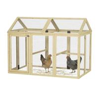 PawHut Large Chicken Run Pet Playpen Combinable Design Natural Wood Finish