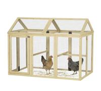 PawHut Large Chicken Run Pet Playpen Combinable Design Natural Wood Finish | Wooden Chicken Coop