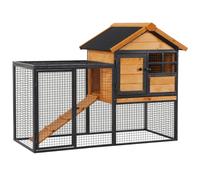 Pawhut Large Rabbit Hutch in Light Yellow and Black | TJ Hughes