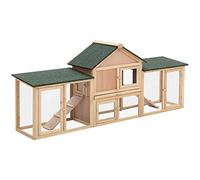 PawHut Large Rabbit Hutch Outdoor Wooden with Run 210 x 45.5 x 84.5 cm