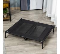 PawHut Large Raised Dog Bed Outdoor Indoor Mesh Pet Cot Metal Frame Black