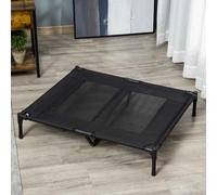 PawHut Large Raised Dog Bed Cat Elevated Lifted Cooling Portable Camping Basket Outdoor Indoor Mesh Pet Cot Metal Frame Black Black