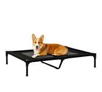 PawHut Large Raised Dog Bed Outdoor Indoor Mesh Pet Cot Metal Frame Black