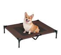 PawHut Large Raised Dog Bed Outdoor Indoor Mesh Pet Cot Metal Frame Brown