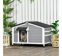 PawHut Wooden Dog Kennel for Outside 97L x 72W x 65Hcm - Grey | TJ Hughes