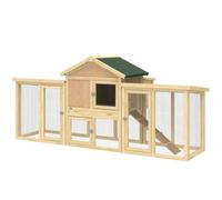 Pawhut Large Wooden Outdoor Chicken Coop Hen House With Nesting Box Run In Natural Natural