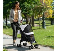 PawHut Lightweight Foldable Dog Stroller for Mini Dogs - Light Grey - Steel, Oxford Fabric - 1