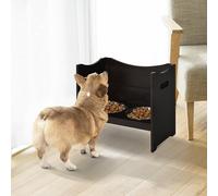 PawHut Medium-density fibreboard Elevated Duo Pet Bowl Feeder Brown