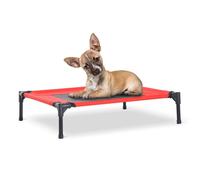 Pawhut Medium Elevated Pet Bed 76Lx61Wx18H cm-Black/Red