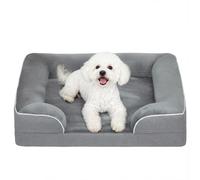 PawHut Memory Foam Dog Bed Sofa, Grey, Grey, 70 x 60 x 16.5 cm