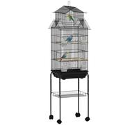 PawHut Metal Bird Cage W/ Perch - Food Container - Handle - For Finch - Canary - 163H x 43L x 32.5Wcm | TJ Hughes
