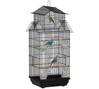 PawHut Metal Bird Cage W/ Perch - Food Container - Handle - For Finch - Canary - 43L x 32.5W x 104Hcm | TJ Hughes