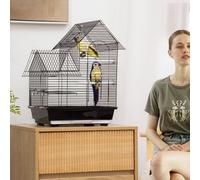 Pawhut Metal Bird Cage, With Plastic Perch, Swing Ring, Handle, 39 X 33 X 47Cm