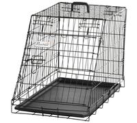 Pawhut Metal Collapsible Car Dog Cage Transport Carrier Removable Tray In Black Black