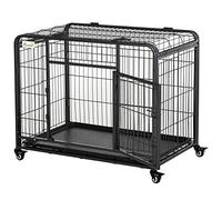 PawHut Metal Dog Cage Kennel Locking Door & Wheels Removable Tray Openable Top For Medium Pets 94 x 58 x 69.5 cm