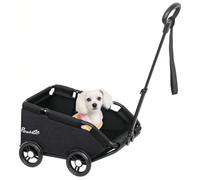 PawHut Mini Dog Stroller Foldable for Small Dogs and Cats with 4 Wheels | Cat Wagon Cart, Pull Handle, Safety Rope, Storage Bag, Mat, Pet Pram Carriage, Travelling