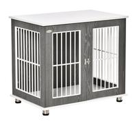 PawHut Modern Dog Crate Pet Kennel Cage w/ Lockable Door - Grey & White | TJ Hughes