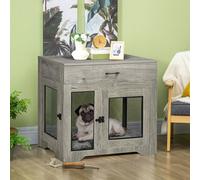Pawhut Double-Door Dog Furniture Crate, For Medium Dogs, Indoor Use - Grey Grey