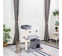 Pawhut Mult-Level Cat Tree For Indoor Cats Scratch Post Scratcher Climbing Condo In Grey Grey