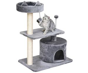 Pawhut Mult-Level Cat Tree For Indoor Cats Scratch Post Scratcher Climbing Condo In Grey Grey