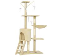 PawHut Multi-Level Cat Tower, 134cm Cat Tree with Condo and Sisal Scratching Posts for Indoor Kittens, Beige