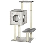 PawHut Multi-Level Cat Tree Tower Activity Center Climbing Stand Kitten House Furniture with Scratching Posts Condo Perch Plush Cushion Grey