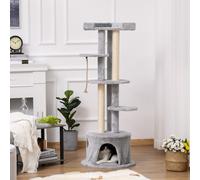 PawHut Multi-level Cat Tree Tower with Condo Scratching Post, 150cm, Grey