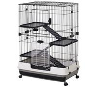 PawHut Four-Level Small Animal Cage, Indoor Pet House, Black, 81 x 52.5 x 114 cm - Black - Metal, Plastic - 1