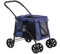 PawHut One-click Foldable Pet Stroller w/ Mesh Windows, for Small Pets - Blue
