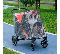 Pawhut One-Click Foldable Pet Travel Stroller With Rain Cover For M L Dogs, Red