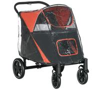 PawHut One-Click Foldable Pet Travel Stroller with Rain Cover for M L Dogs, Red